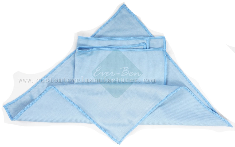 China Custom cleaning shammy cloth Exporter Fast Dry Microfiber Blue Glass Cleaning Cloth Towel Manufacturer